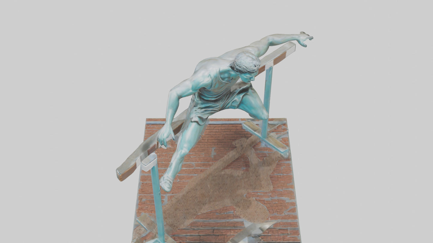 3D model Hurdler MidOvercoming Barrier statue model VR / AR / low-poly