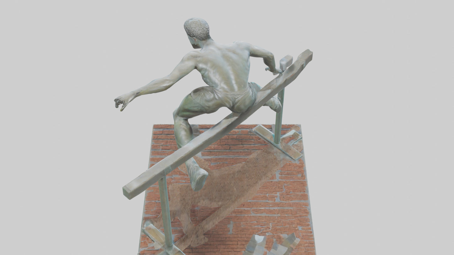 3D model Hurdler MidOvercoming Barrier statue model VR / AR / low-poly