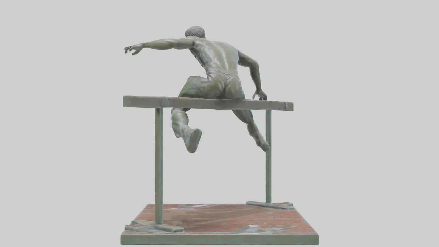 3D model Hurdler MidOvercoming Barrier statue model VR / AR / low-poly