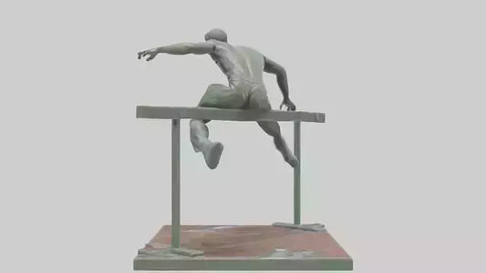 3D model Hurdler MidOvercoming Barrier statue model VR / AR / low-poly