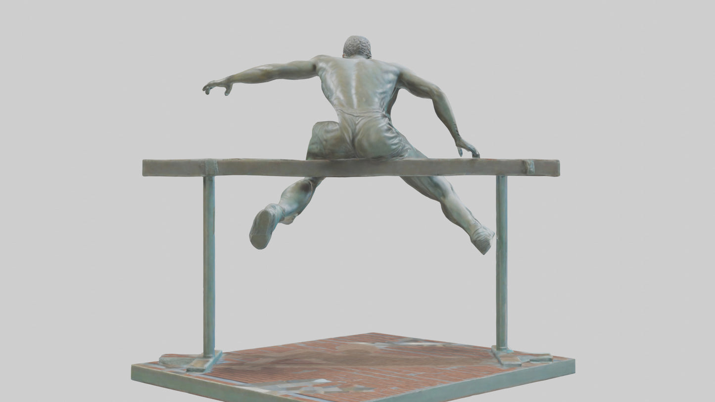 3D model Hurdler MidOvercoming Barrier statue model VR / AR / low-poly