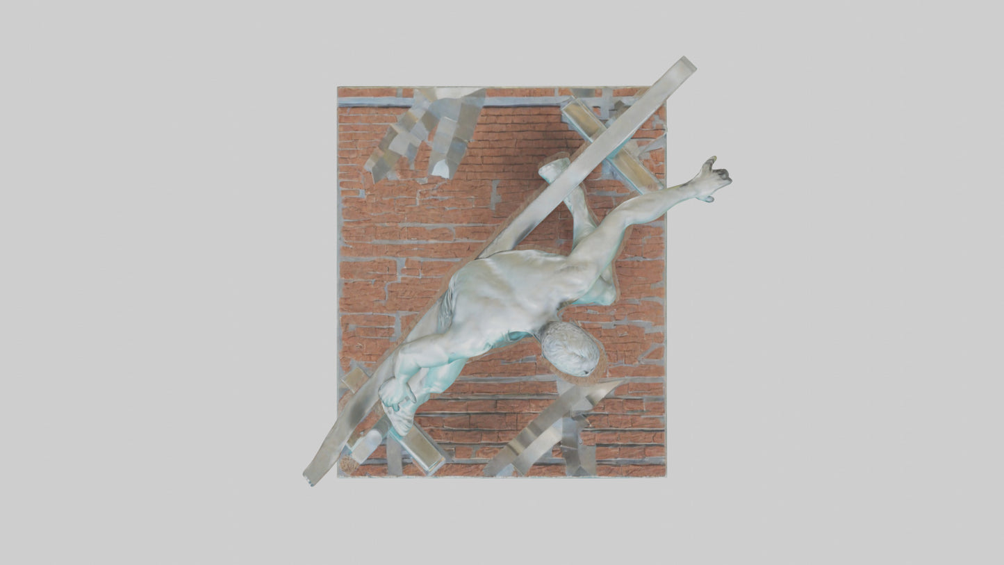 3D model Hurdler MidOvercoming Barrier statue model VR / AR / low-poly