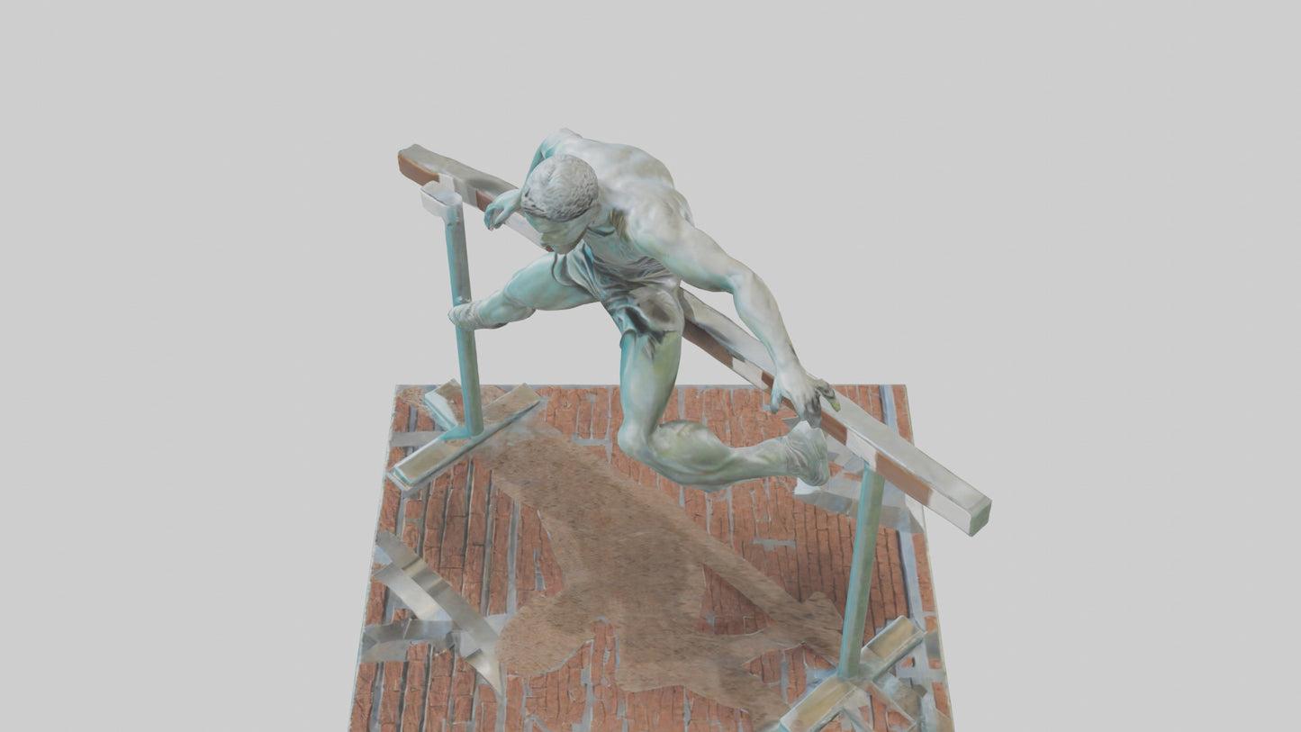 3D model Hurdler MidOvercoming Barrier statue model VR / AR / low-poly