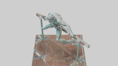 3D model Hurdler MidOvercoming Barrier statue model VR / AR / low-poly