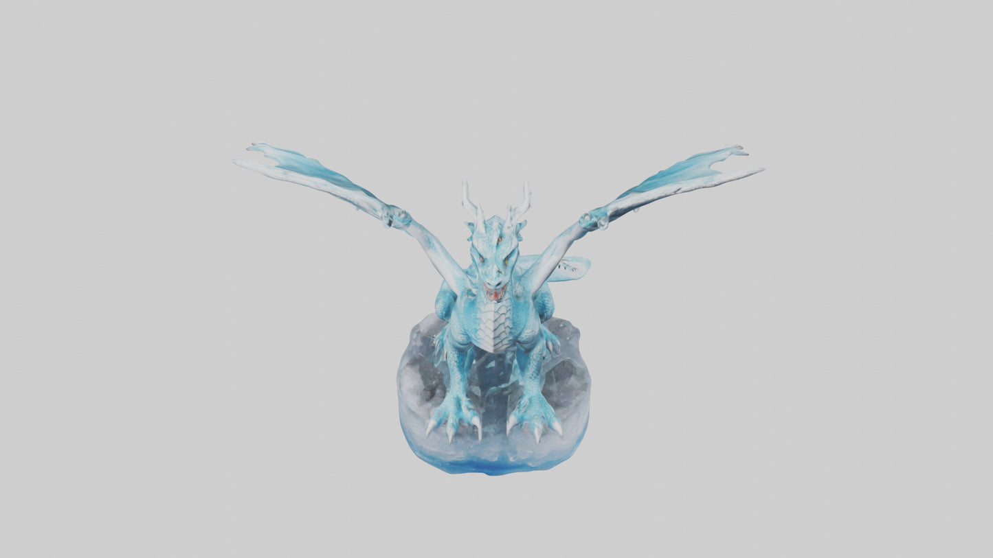 Ice Dragon statue model VR / AR / low-poly
