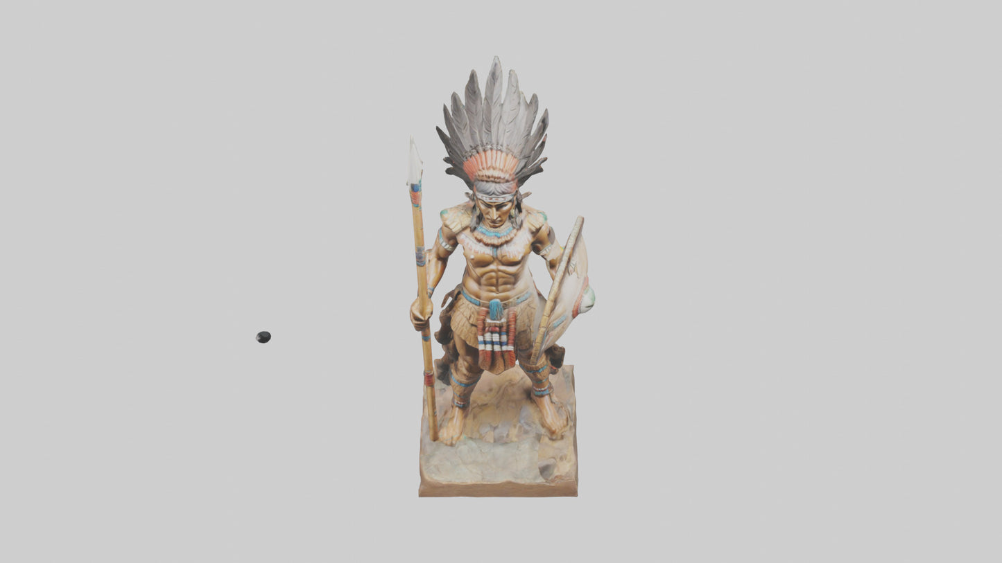 3D model Indian warrior statue model VR / AR / low-poly
