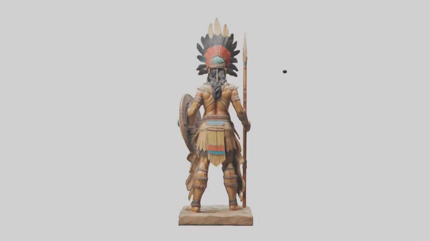 3D model Indian warrior statue model VR / AR / low-poly