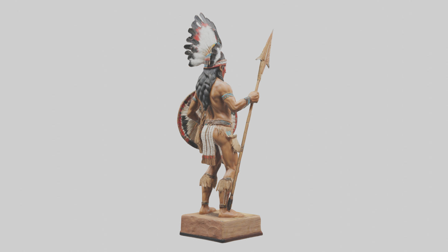 3D model Indigenous Warrior statue model VR / AR / low-poly