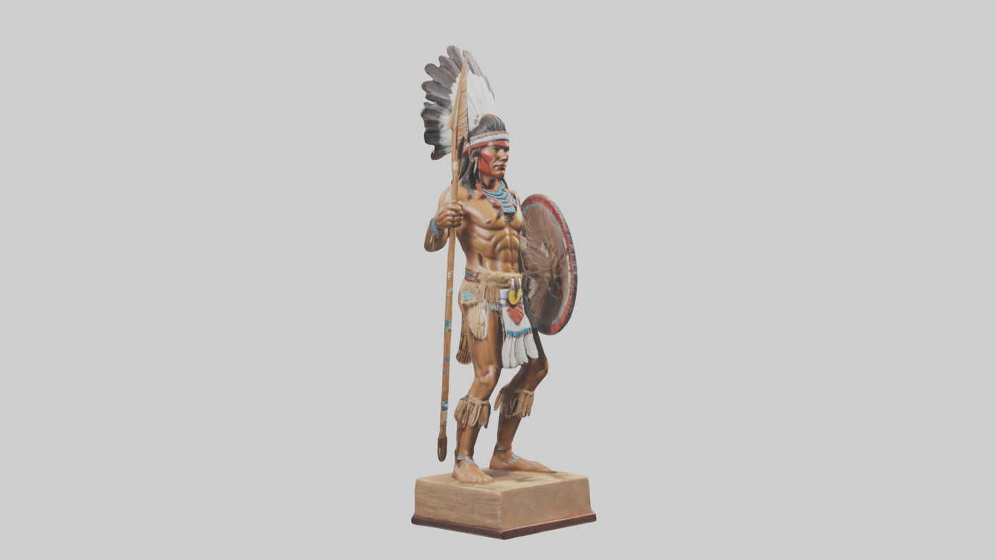 3D model Indigenous Warrior statue model VR / AR / low-poly