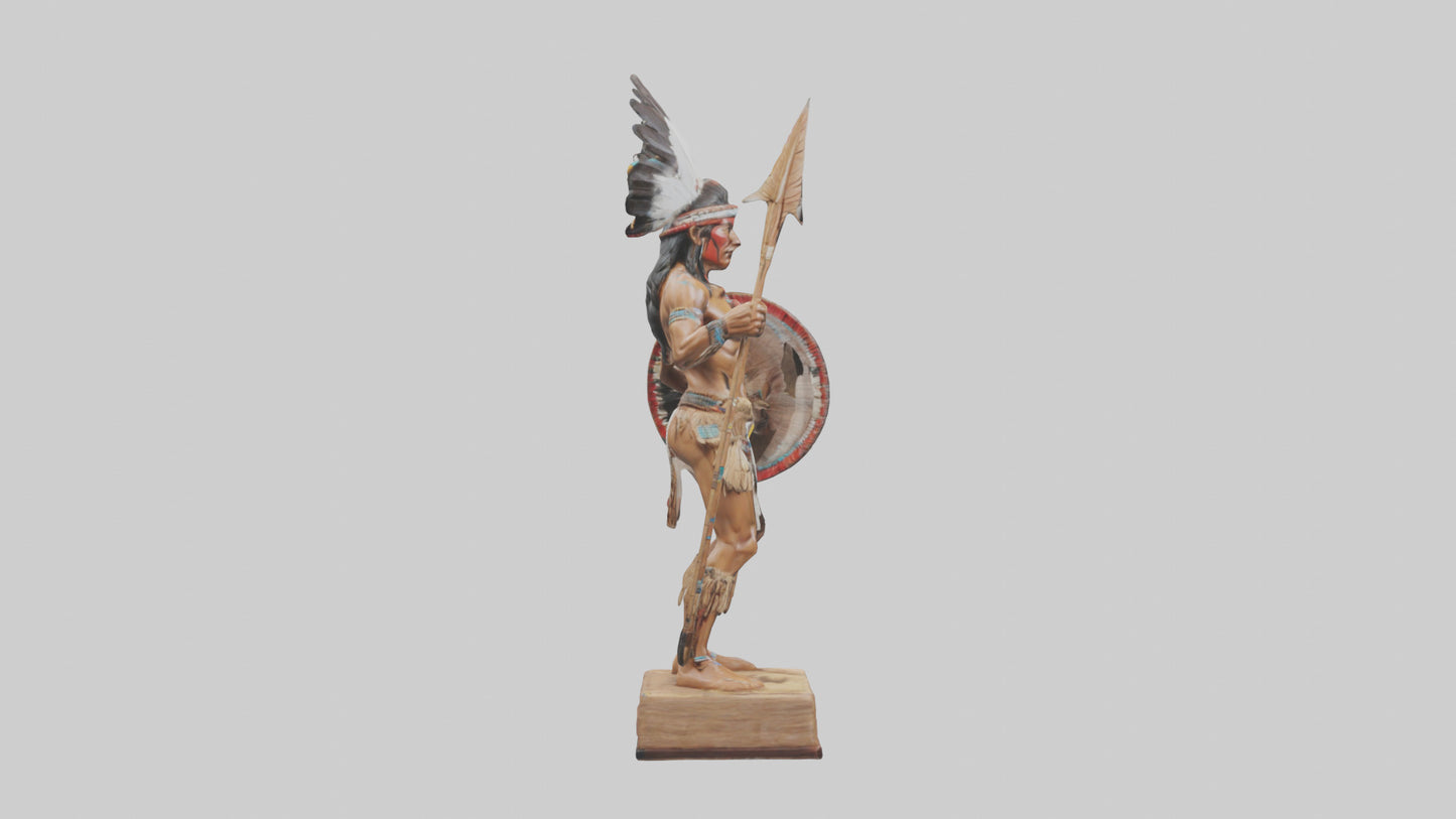 3D model Indigenous Warrior statue model VR / AR / low-poly