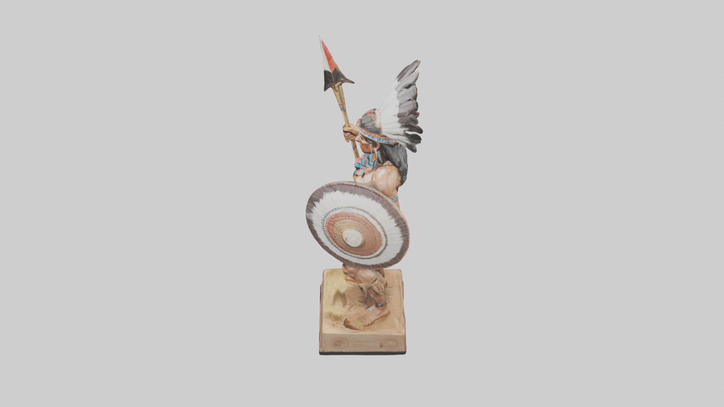 3D model Indigenous Warrior statue model VR / AR / low-poly