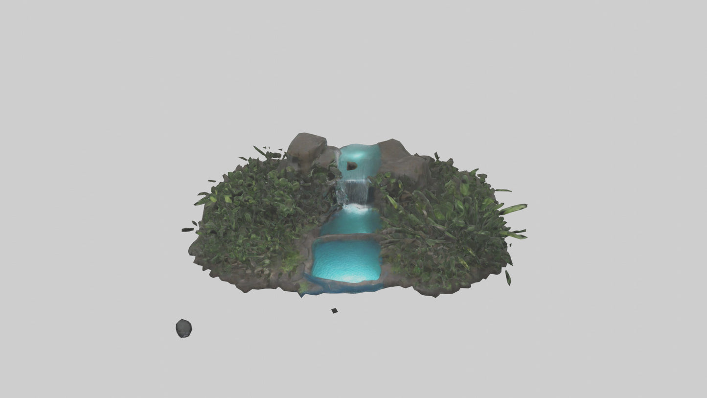 3D model Indoor waterfall model VR / AR / low-poly