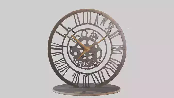 Industrial Style Wall Clock model VR / AR / low-poly