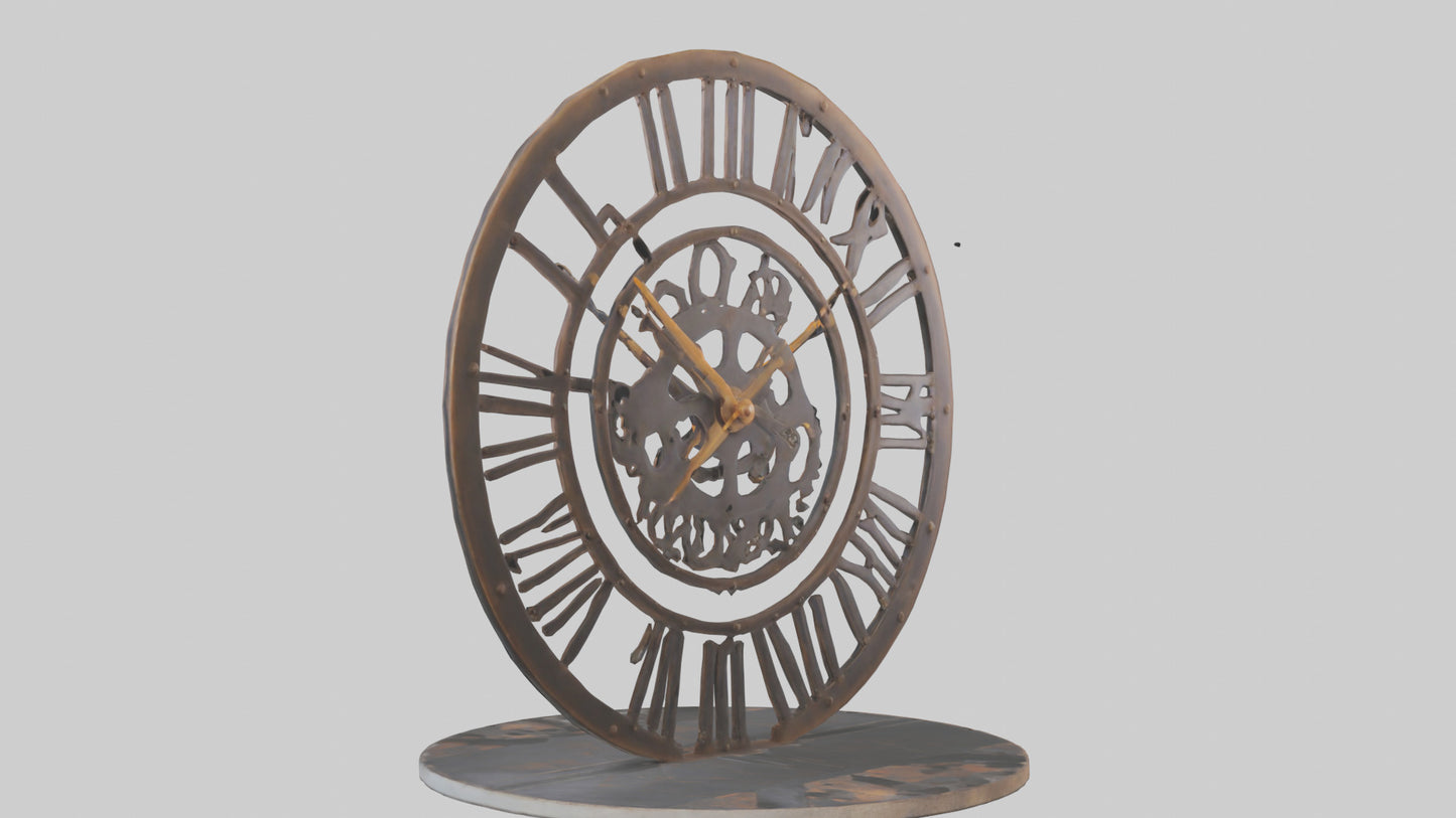 Industrial Style Wall Clock model VR / AR / low-poly