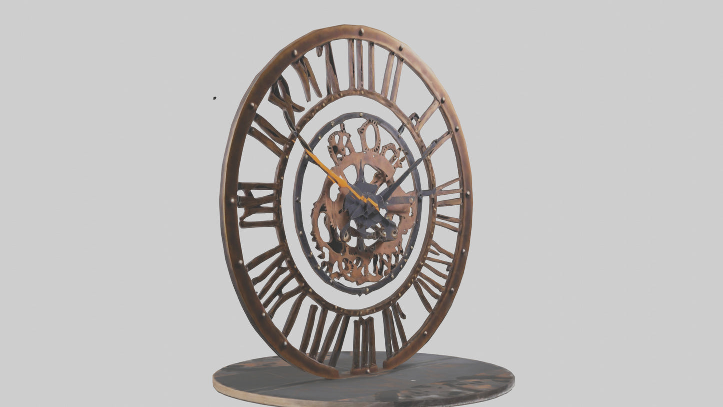 Industrial Style Wall Clock model VR / AR / low-poly