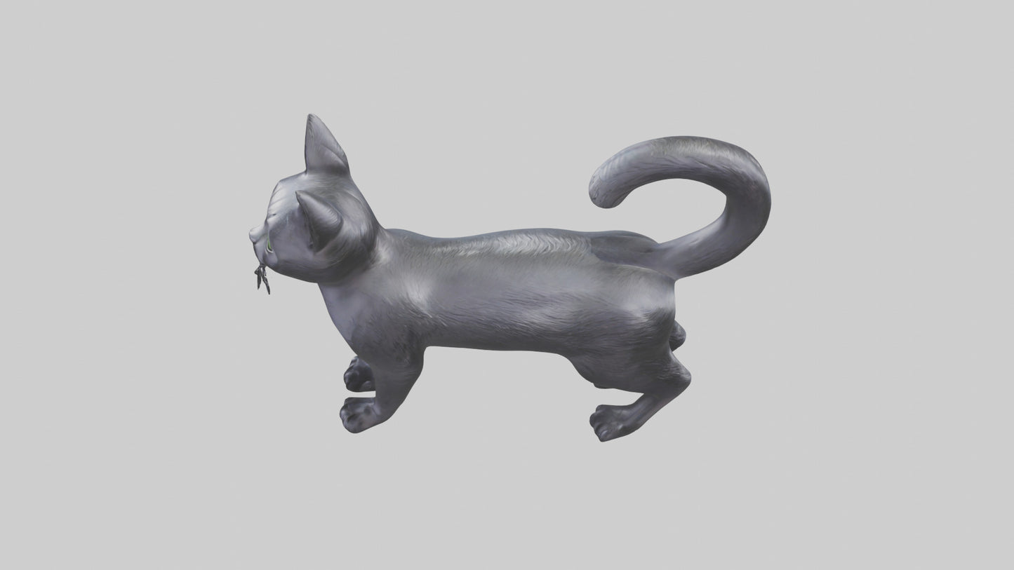 Iriomote Cat statue model 2 VR / AR / low-poly