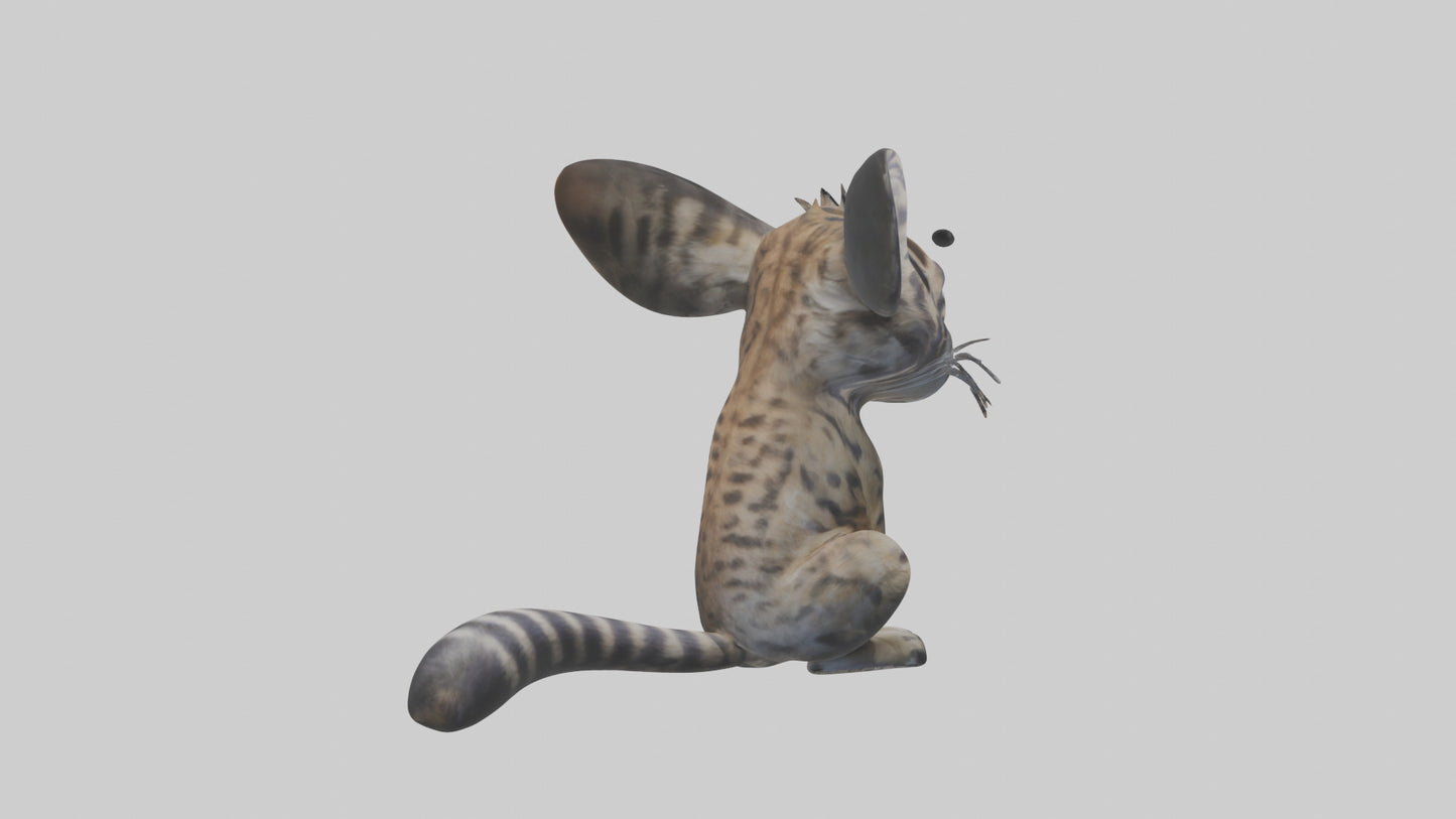 Iriomote Wildcat sitting model VR / AR / low-poly