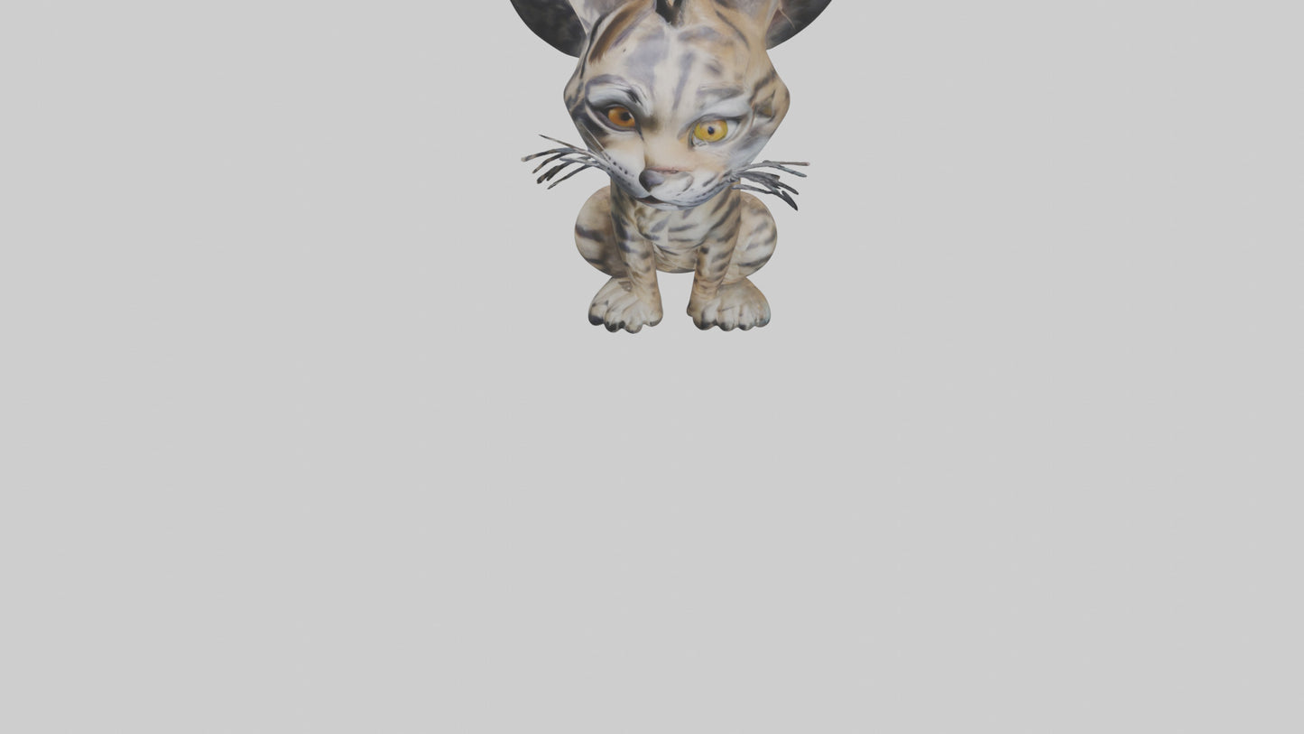 Iriomote Wildcat sitting model VR / AR / low-poly