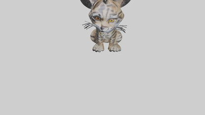 Iriomote Wildcat sitting model VR / AR / low-poly