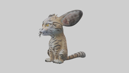 Iriomote Wildcat sitting model VR / AR / low-poly