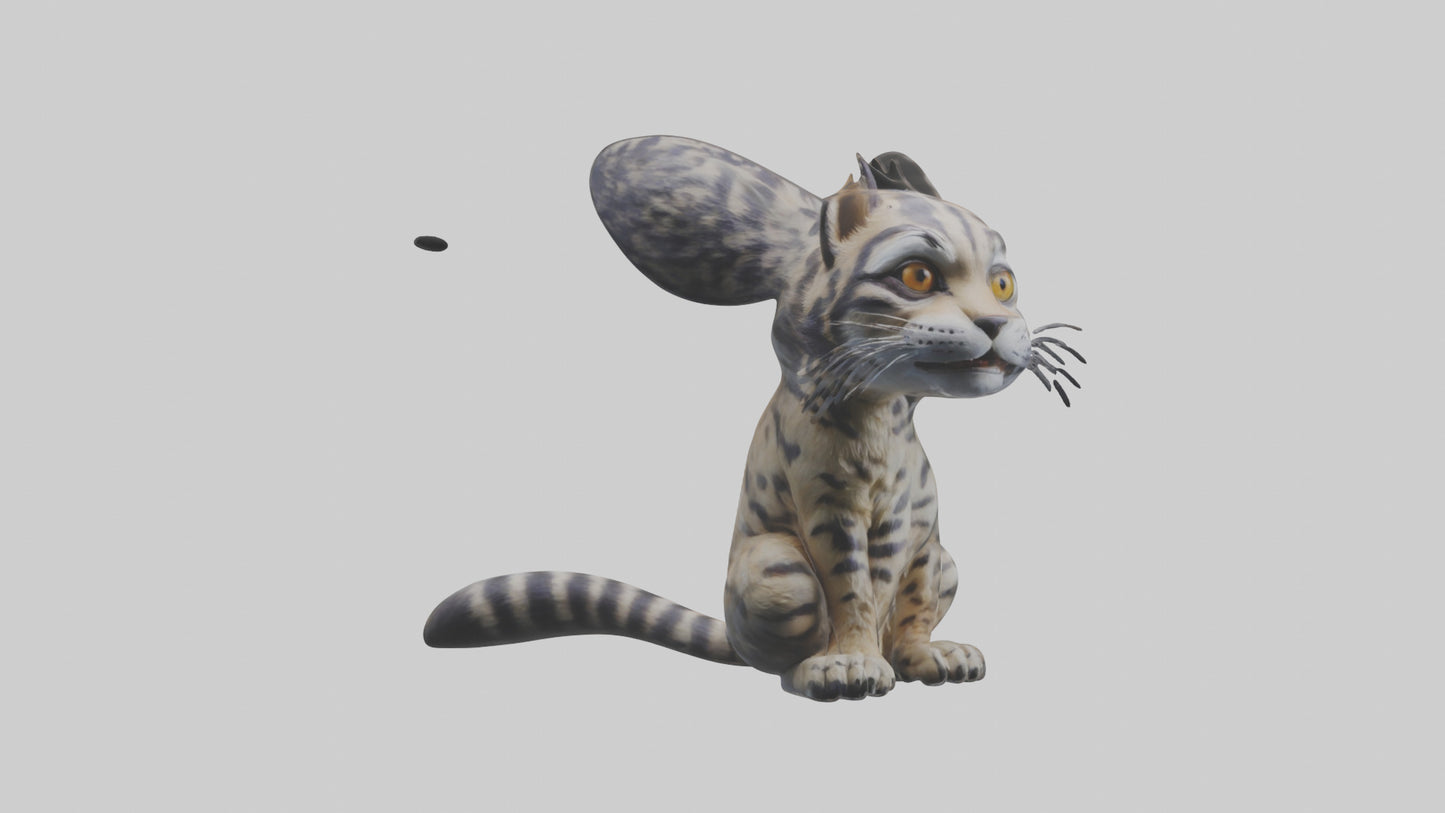 Iriomote Wildcat sitting model VR / AR / low-poly