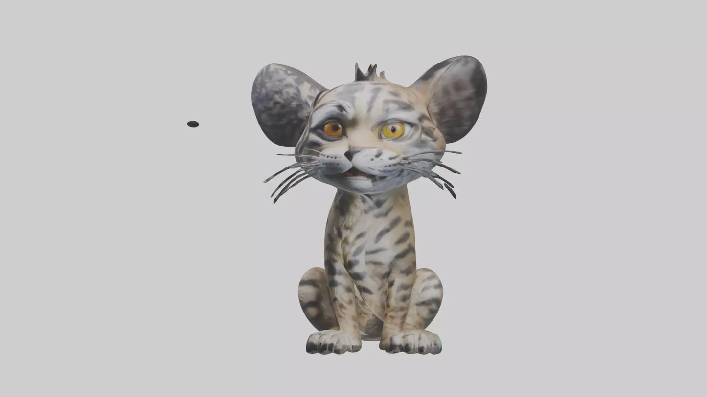 Iriomote Wildcat sitting model VR / AR / low-poly