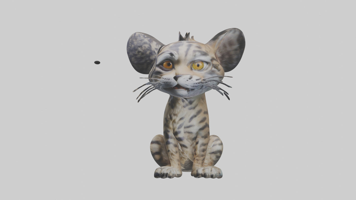 Iriomote Wildcat sitting model VR / AR / low-poly