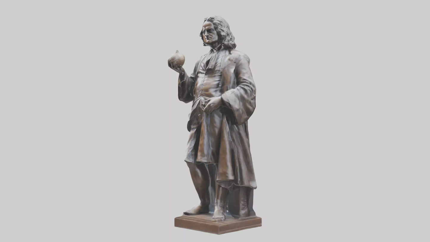 Isaac Newton statue model VR / AR / low-poly