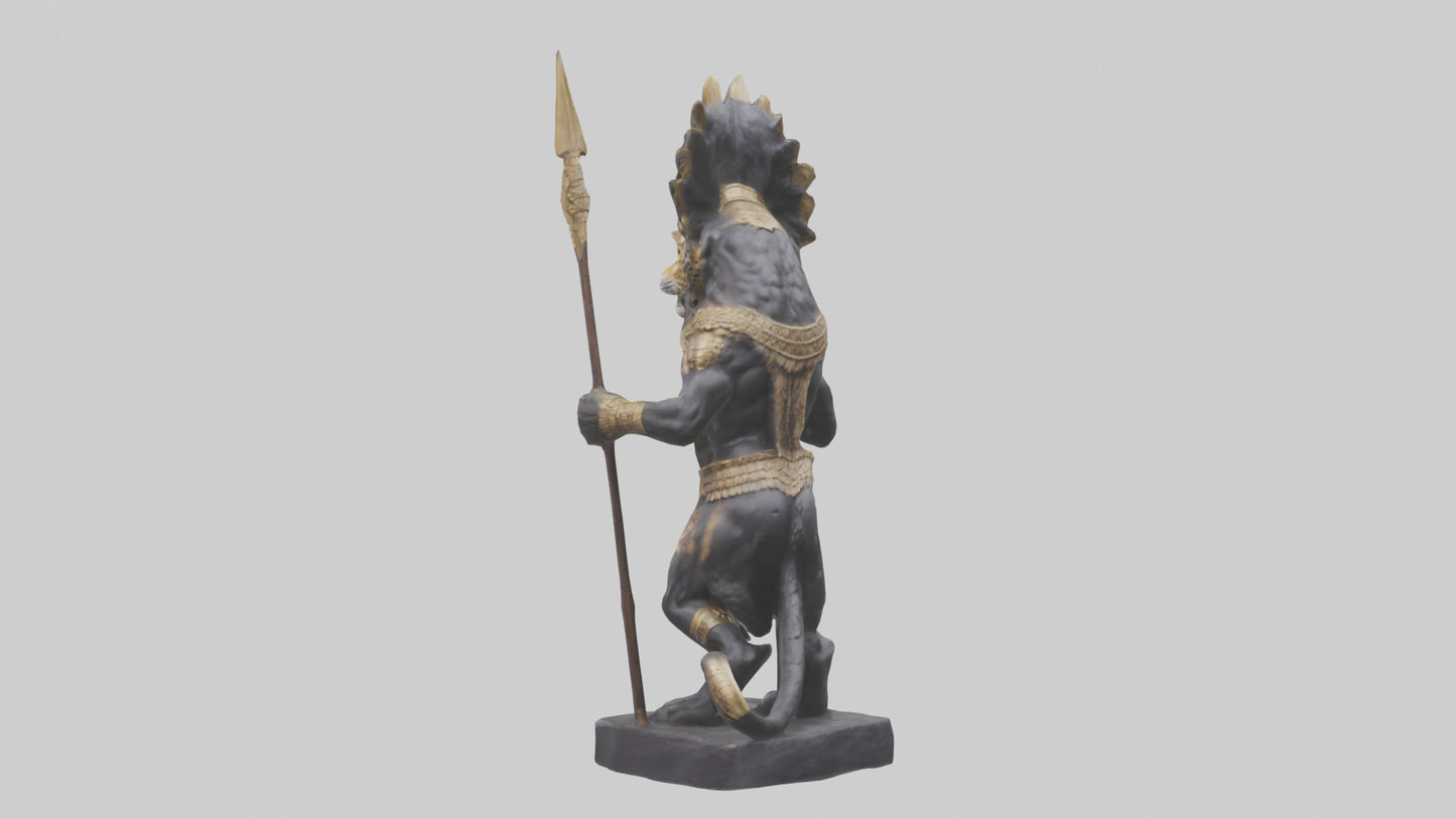 Jaguar Warrior statue model VR / AR / low-poly