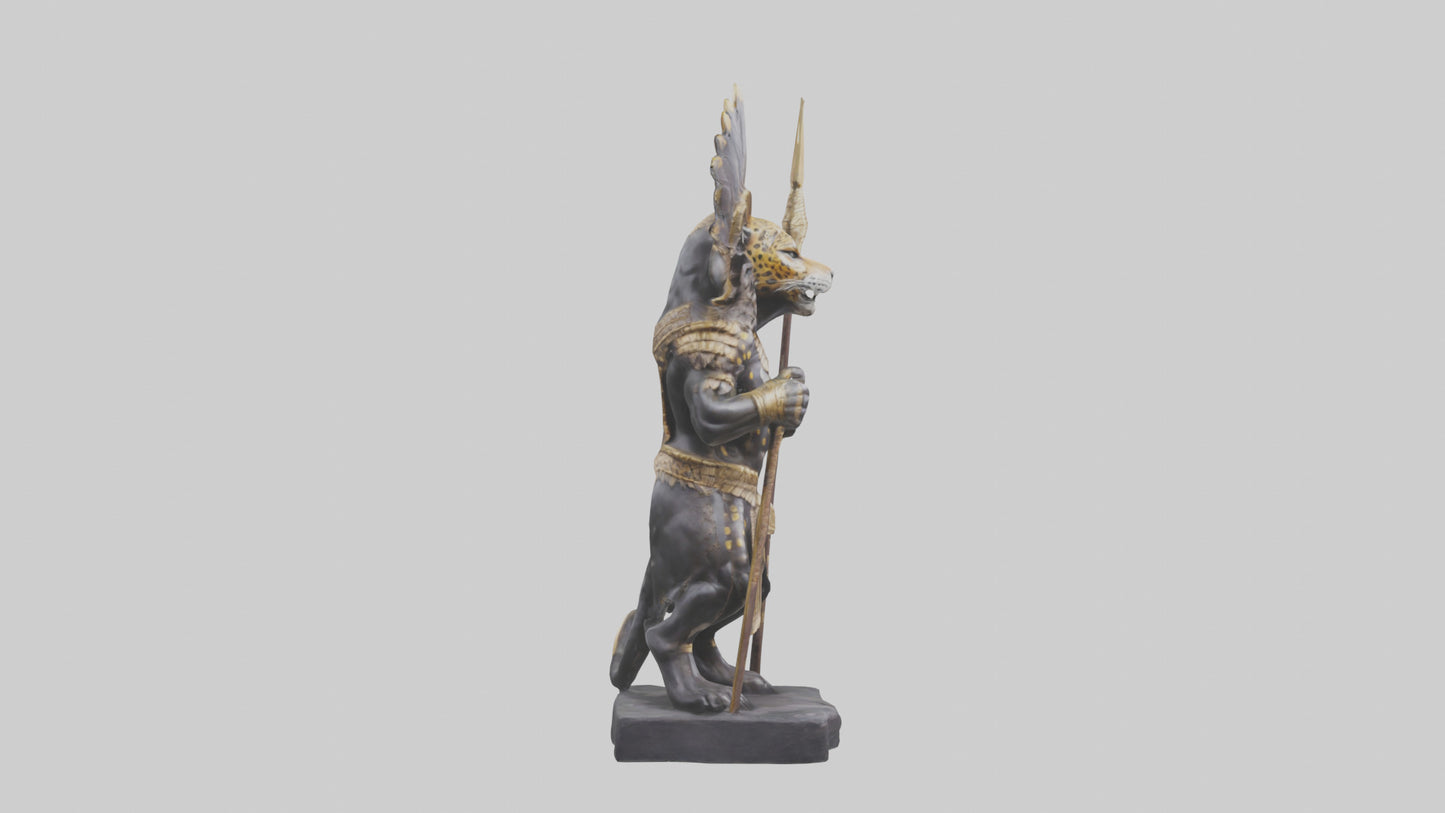 Jaguar Warrior statue model VR / AR / low-poly