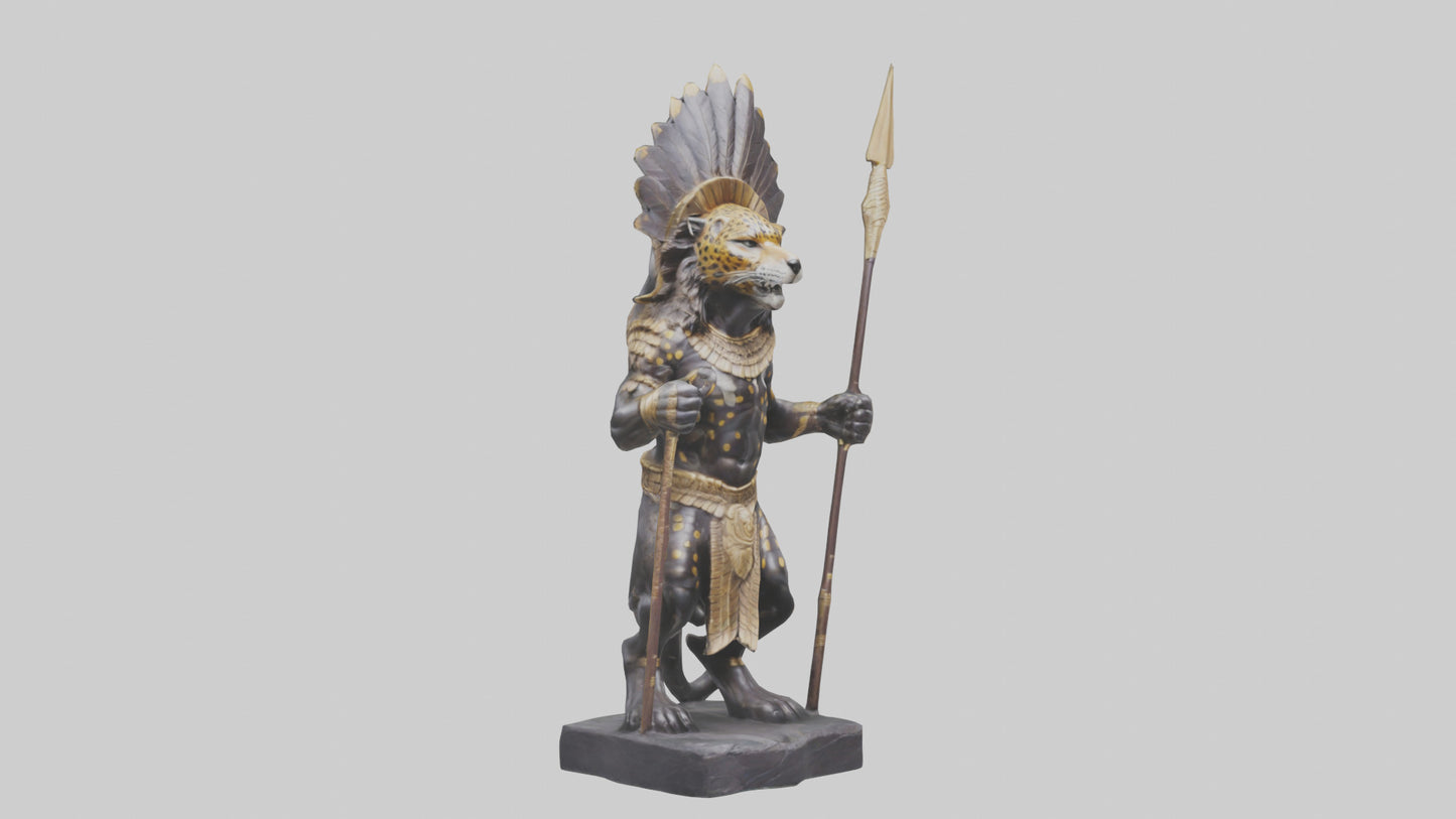 Jaguar Warrior statue model VR / AR / low-poly