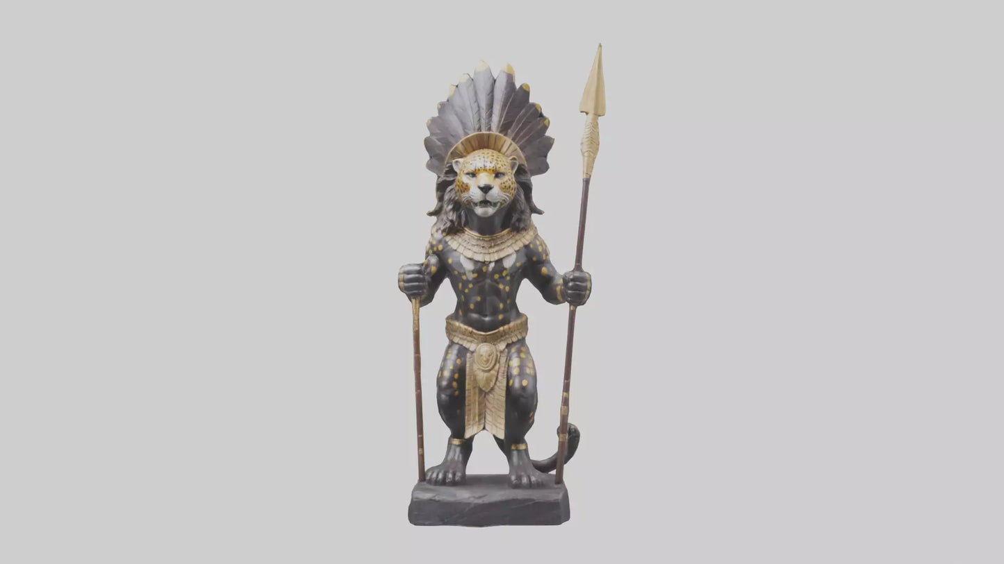 Jaguar Warrior statue model VR / AR / low-poly