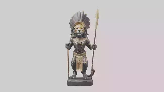 Jaguar Warrior statue model VR / AR / low-poly