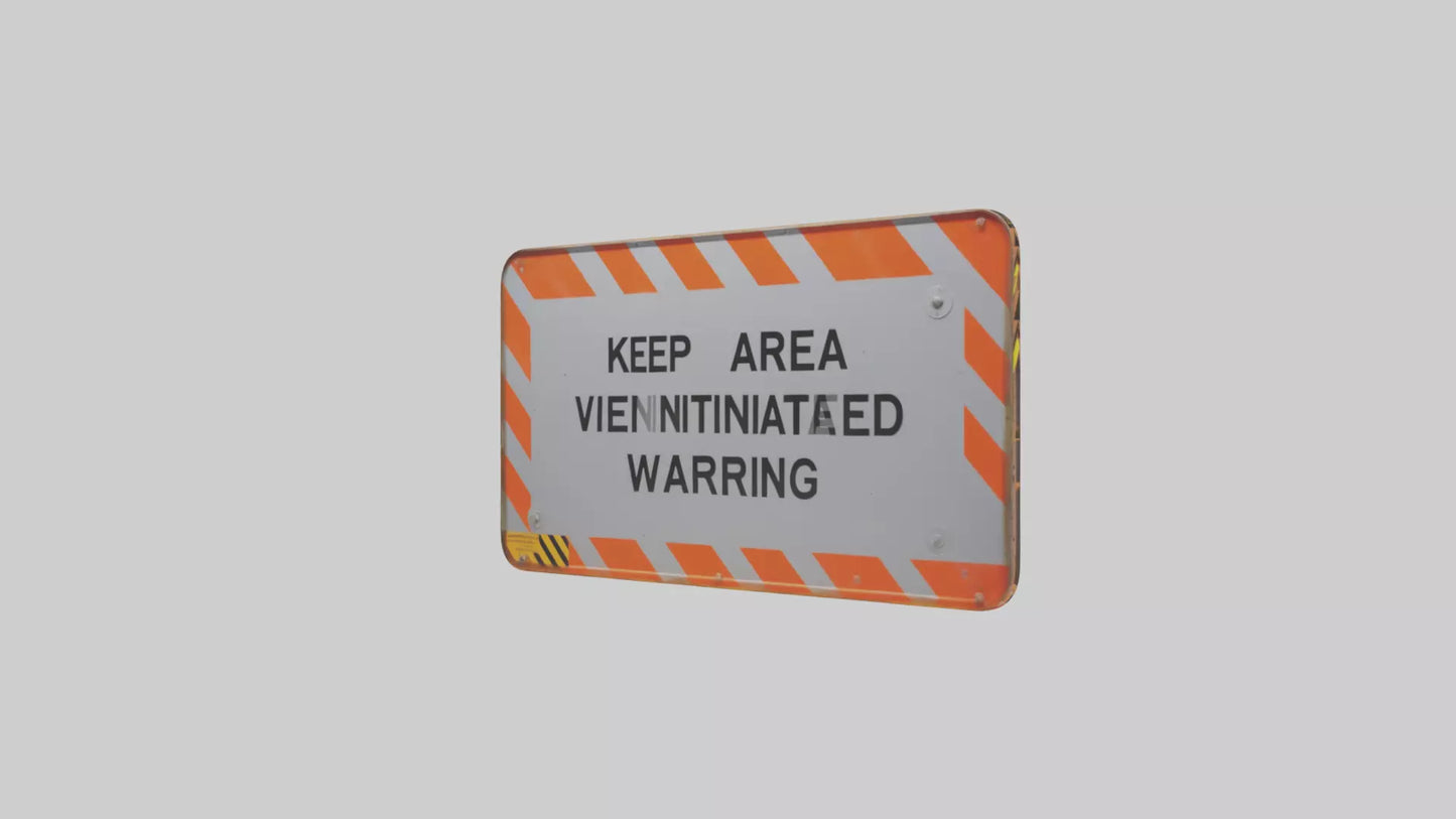 3D model Keep Area Ventilated Warning Sign model VR / AR / low-poly