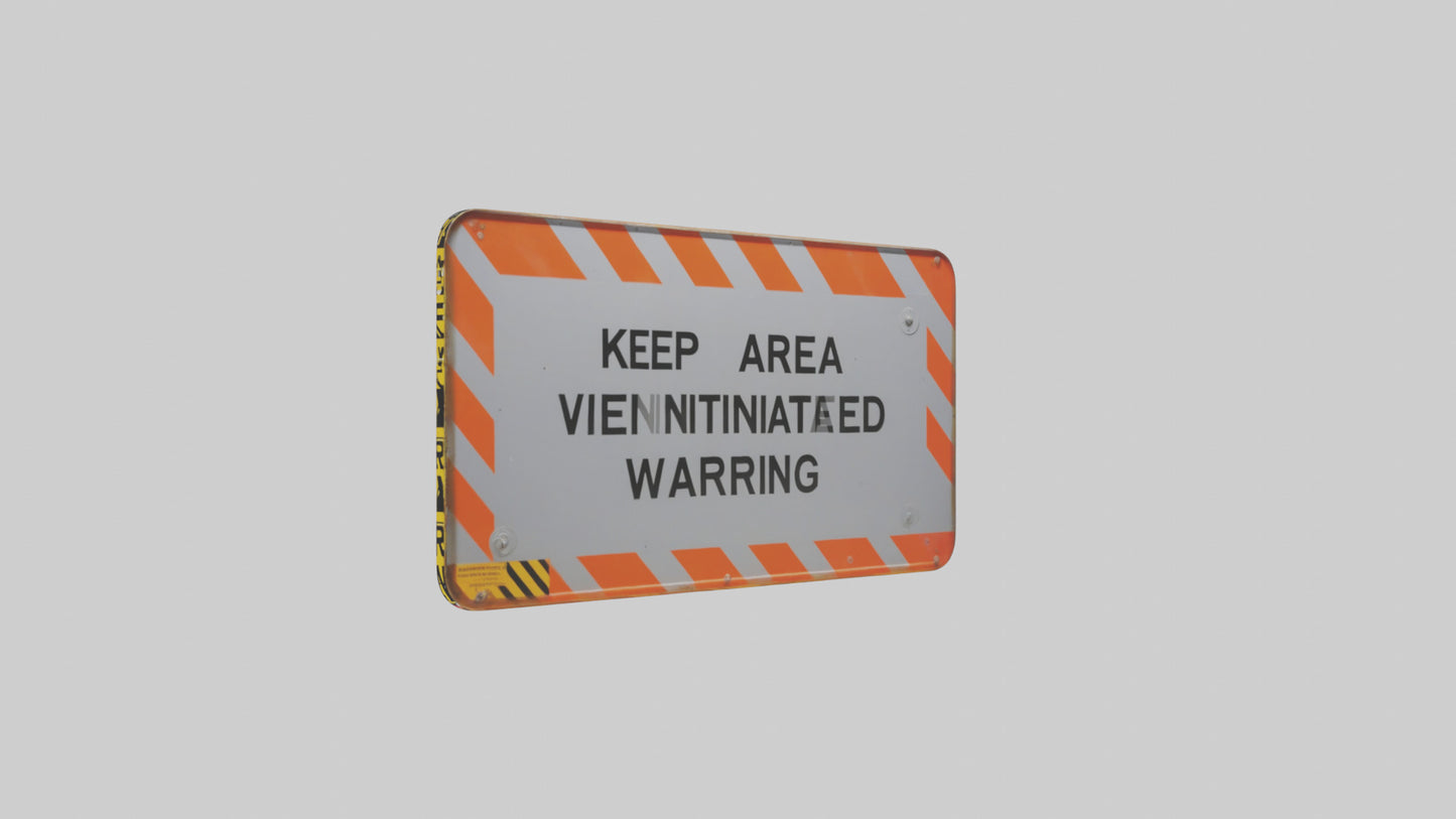 3D model Keep Area Ventilated Warning Sign model VR / AR / low-poly