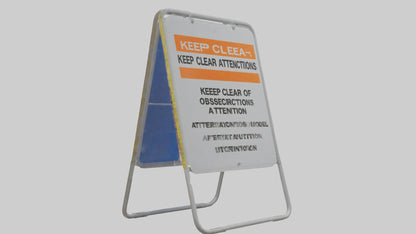 3D model Keep Clear of Obstructions Attention Sign model VR / AR / low-poly