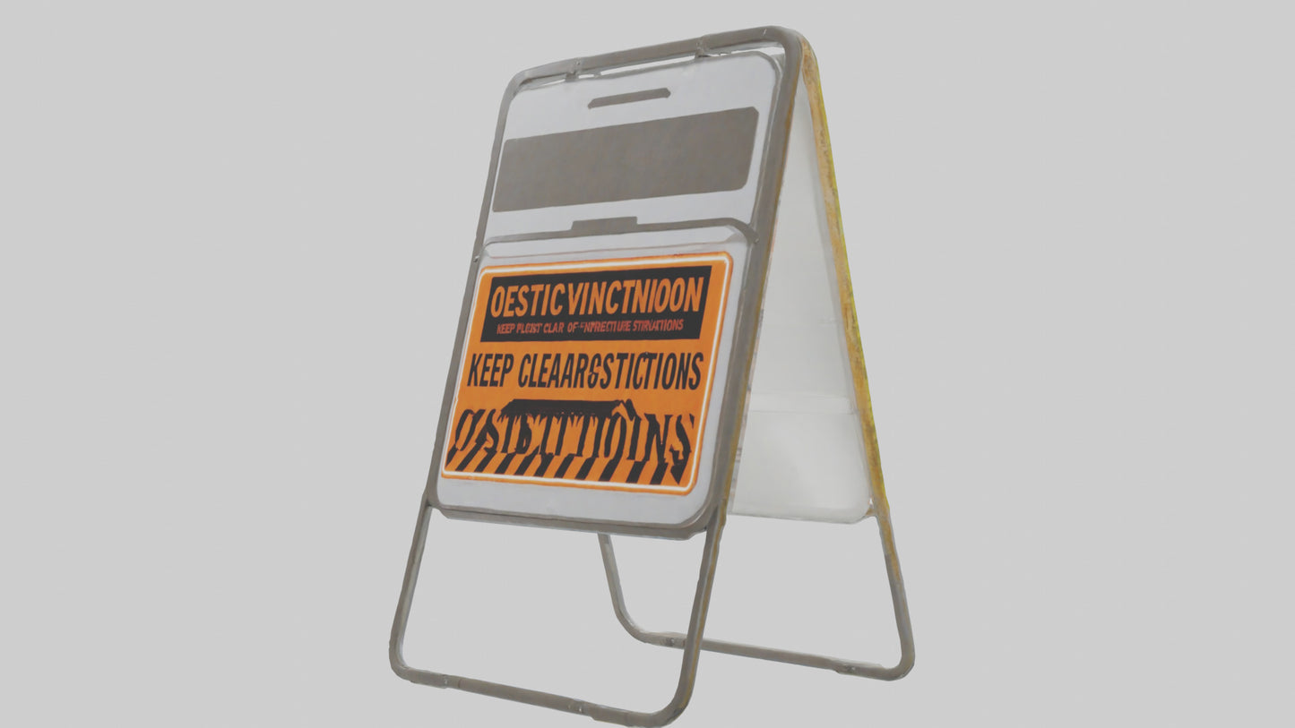 3D model Keep Clear of Obstructions Attention Sign model VR / AR / low-poly