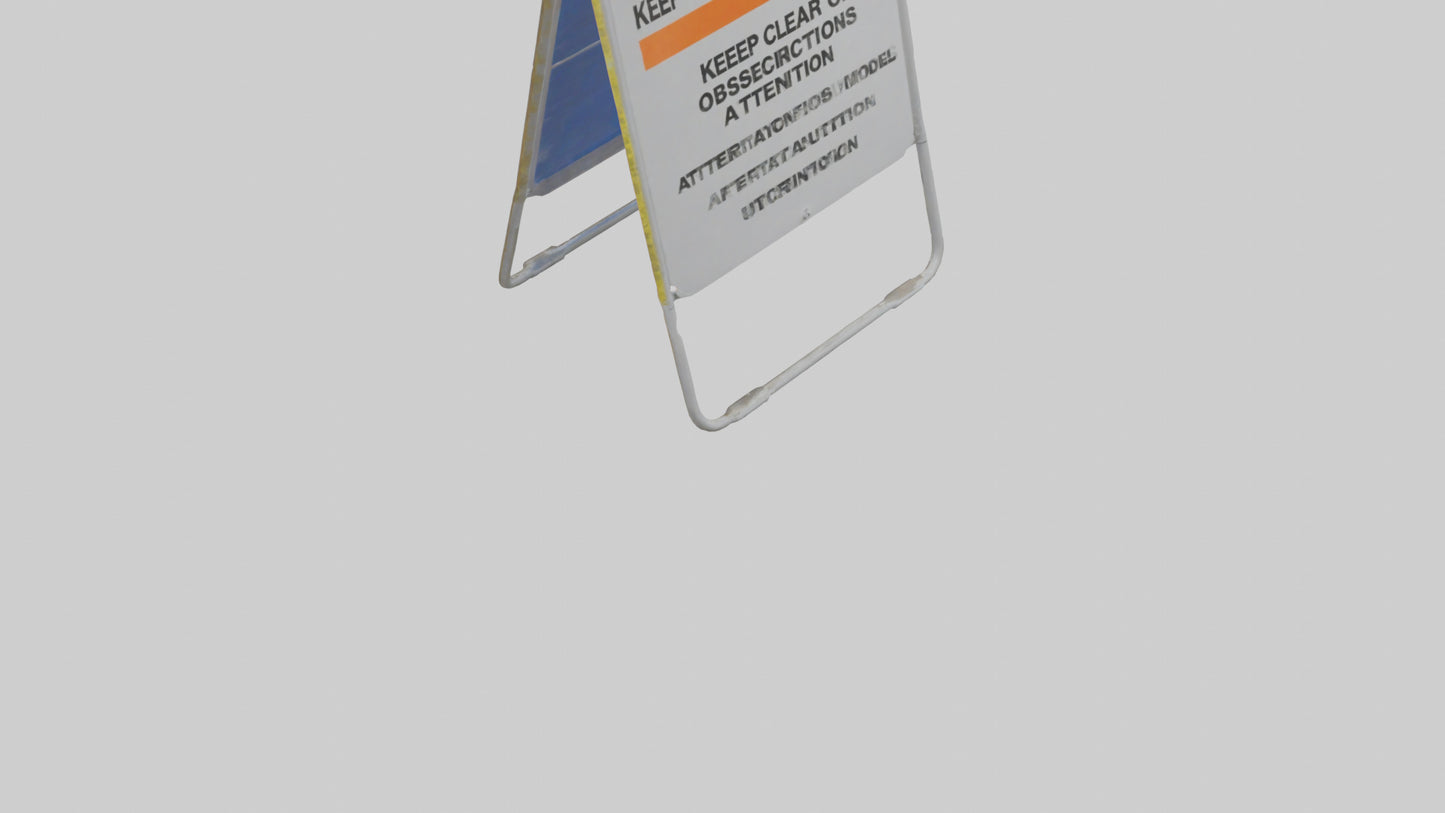 3D model Keep Clear of Obstructions Attention Sign model VR / AR / low-poly