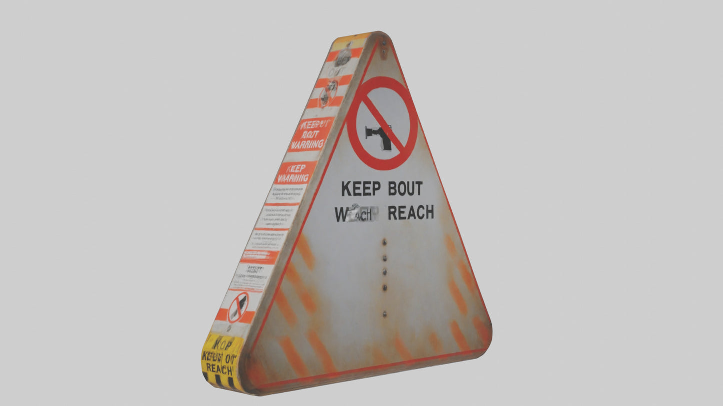 3D model Keep Out of Reach Warning Sign model VR / AR / low-poly