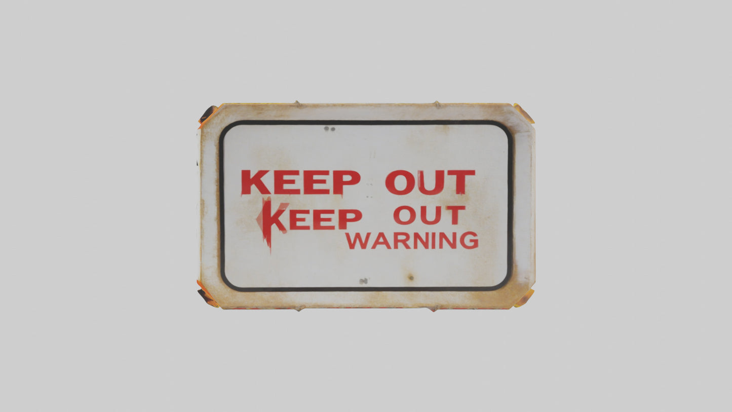 3D model Keep Out Warning Sign model VR / AR / low-poly