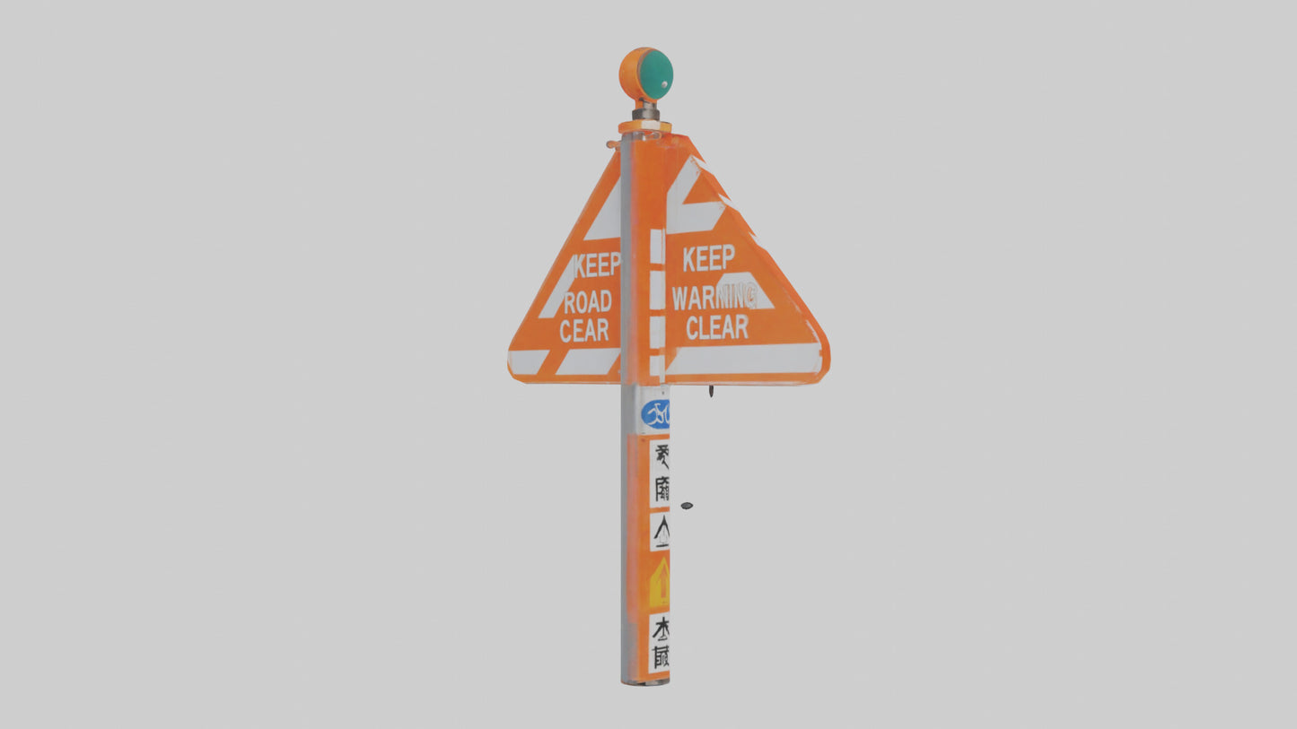 3D model Keep Road Clear Warning Sign model VR / AR / low-poly