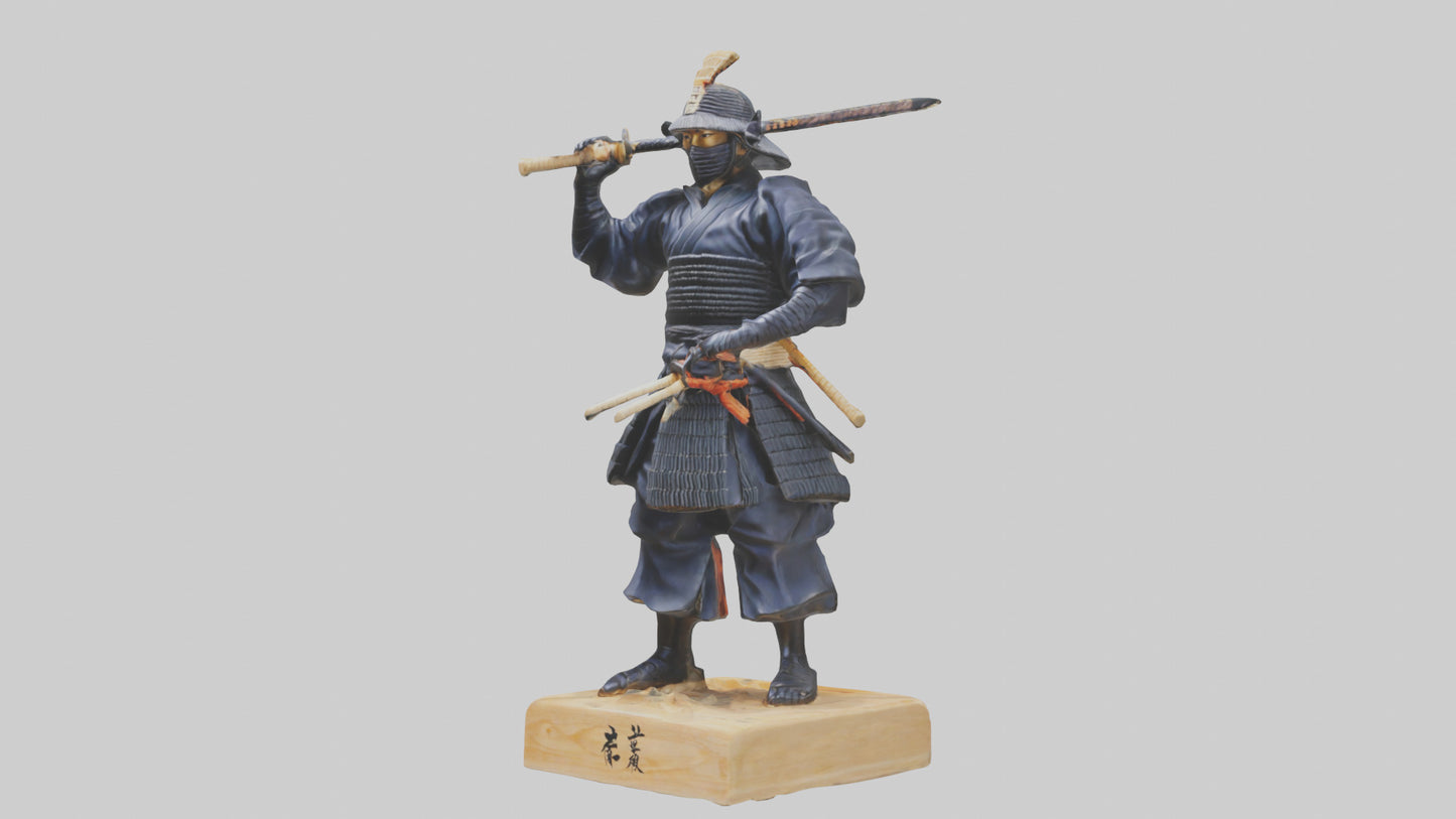 3D model Kendo Fighter Statue model VR / AR / low-poly