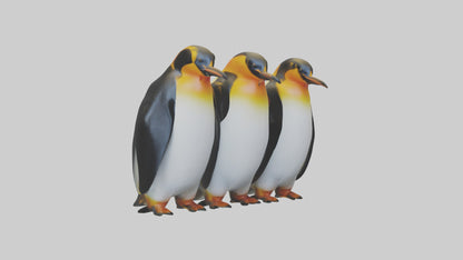 King Penguin huddling model VR / AR / low-poly
