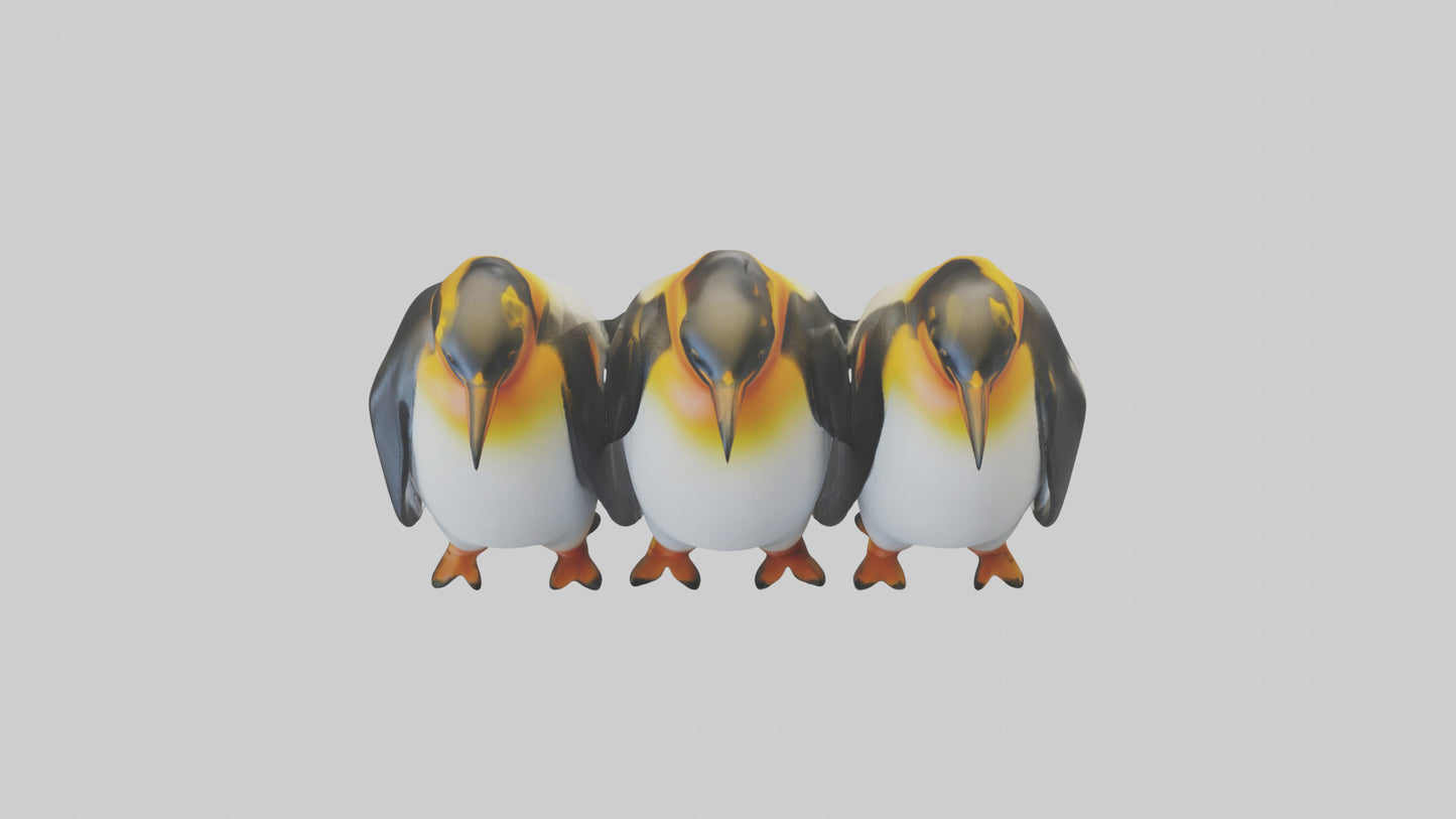 King Penguin huddling model VR / AR / low-poly