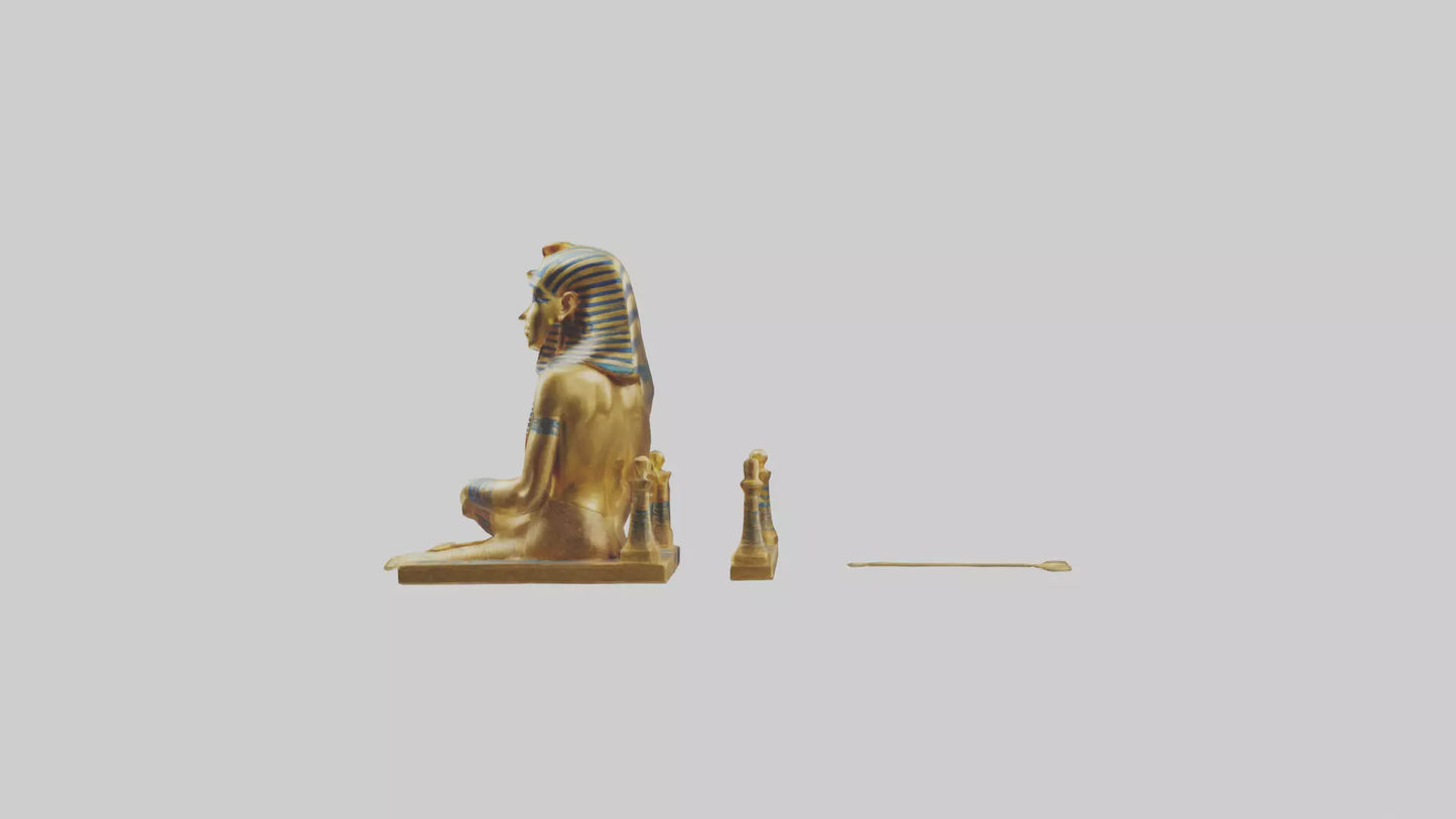 3D model King Tut statue model VR / AR / low-poly