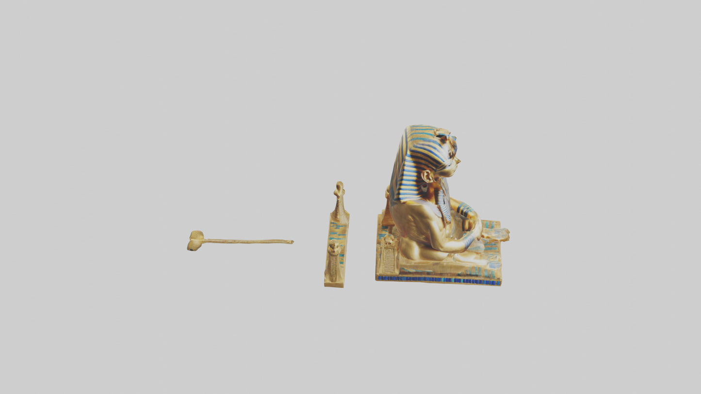 3D model King Tut statue model VR / AR / low-poly