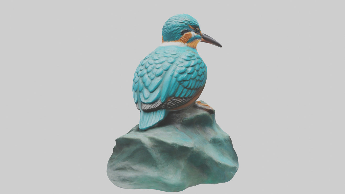 3D model Kingfisher statue model VR / AR / low-poly
