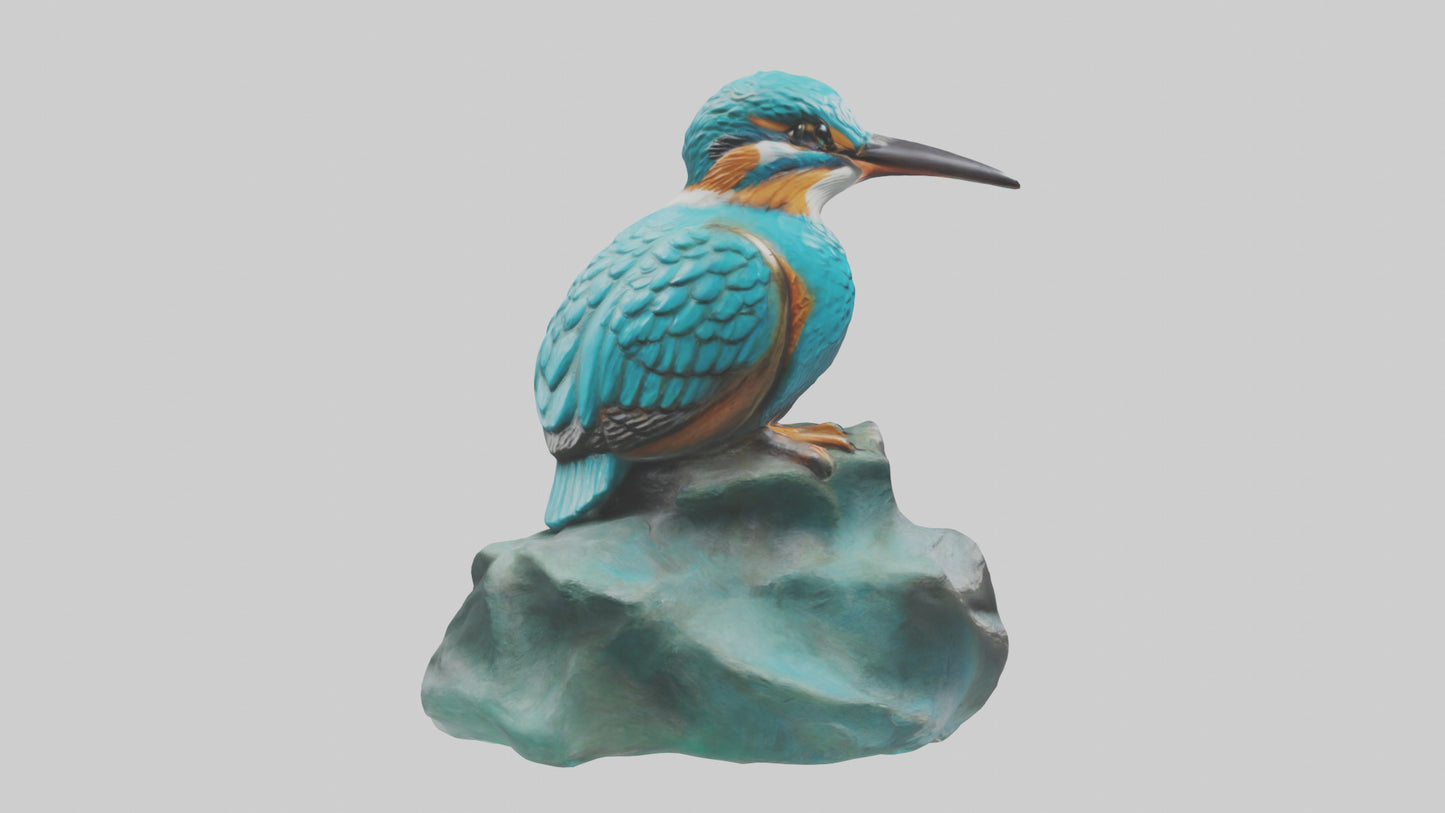 3D model Kingfisher statue model VR / AR / low-poly