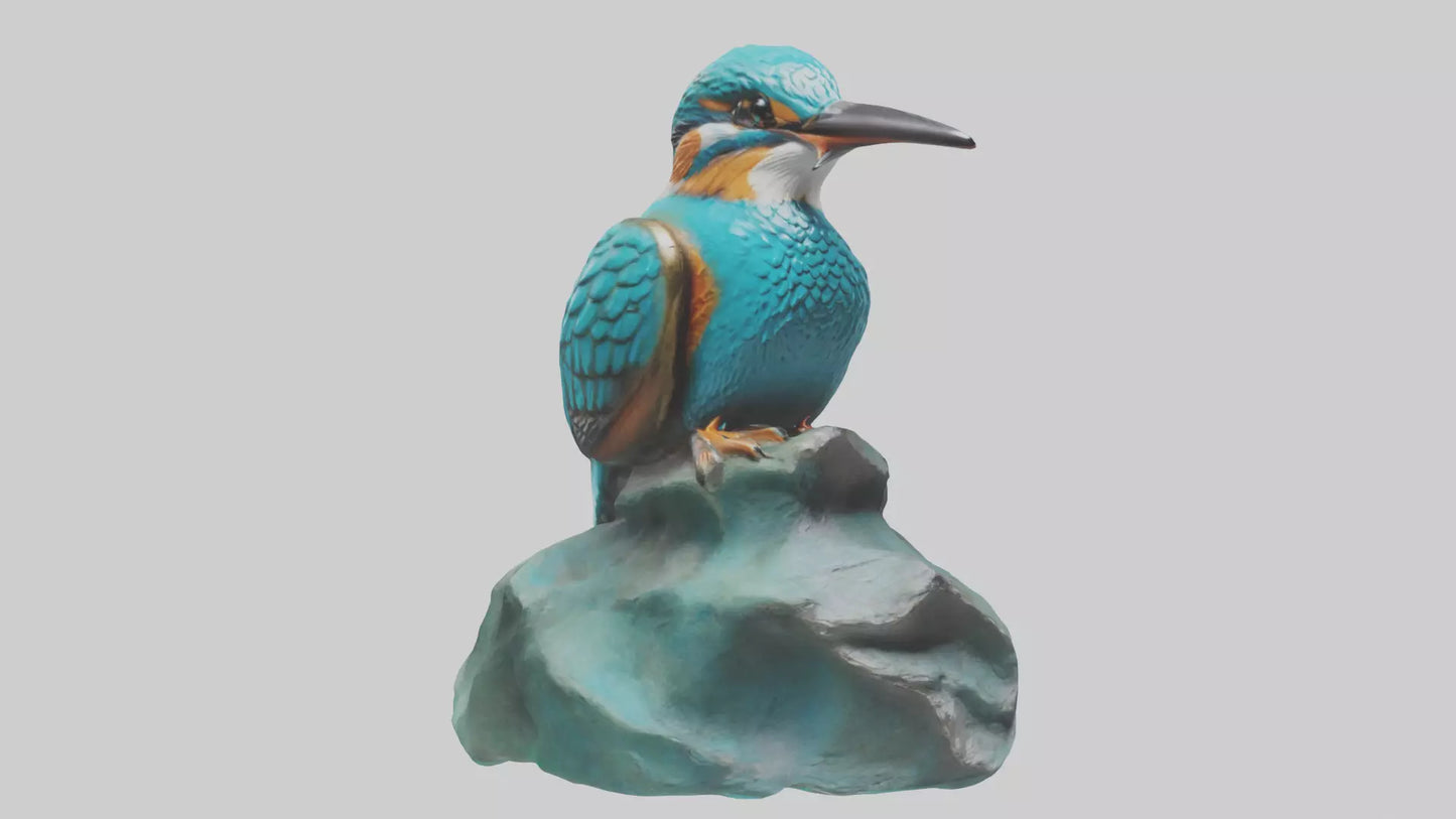 3D model Kingfisher statue model VR / AR / low-poly