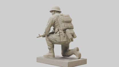 3D model Kneeling Soldier sculpture model VR / AR / low-poly